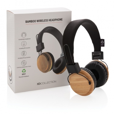 Logo trade promotional items picture of: Bamboo wireless headphone