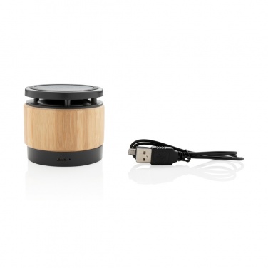 Logo trade promotional giveaway photo of: Bamboo wireless charger speaker