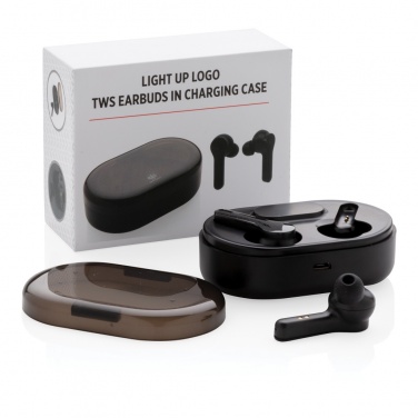 Logotrade business gift image of: Light up logo TWS earbuds in charging case