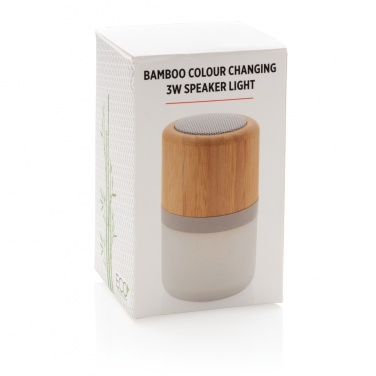 Logo trade promotional merchandise photo of: Bamboo colour changing 3W speaker light