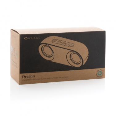 Logo trade advertising products image of: Oregon RCS recycled plastic and cork 10W speaker