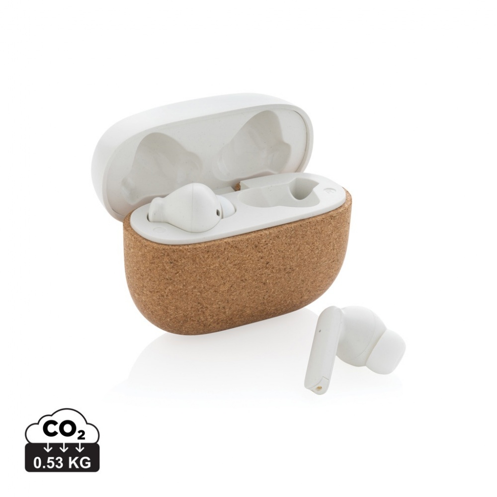 Logotrade promotional giveaway image of: Oregon RCS recycled plastic and cork TWS earbuds