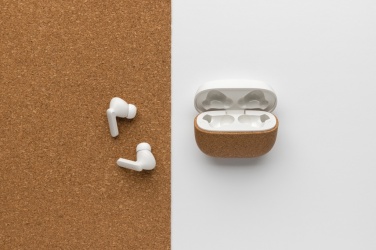 Logotrade advertising product image of: Oregon RCS recycled plastic and cork TWS earbuds