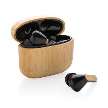 Logo trade promotional product photo of: Bamboo TWS earbuds with RCS recycled plastic