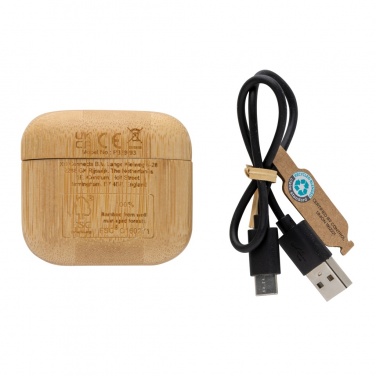 Logotrade promotional products photo of: Bamboo TWS earbuds with RCS recycled plastic