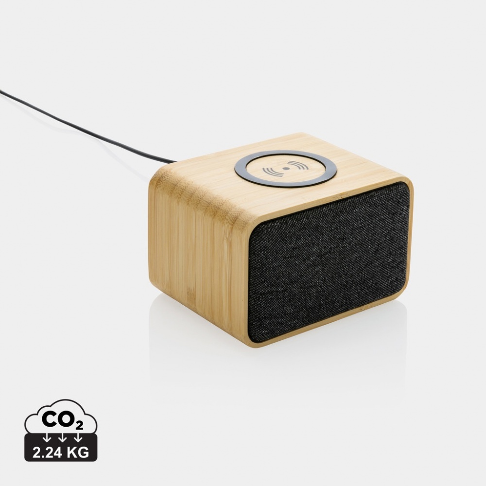 Logo trade promotional gift photo of: RCS Rplastic 3W speaker with bamboo 5W wireless
