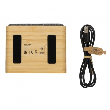 Logo trade corporate gifts picture of: RCS Rplastic 3W speaker with bamboo 5W wireless