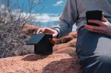 Logotrade promotional product image of: Skywave RCS recycled plastic solar speaker 12W