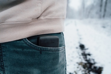 Logo trade promotional gift photo of: Skywave RCS recycled plastic solar earbuds