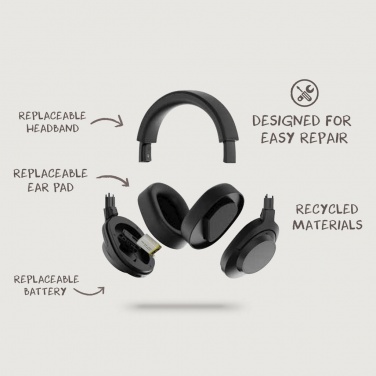 Logotrade promotional giveaway image of: Irvine RCS recycled and repairable ANC wireless headphone