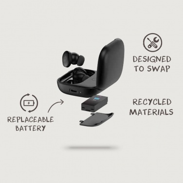 Logo trade promotional products image of: Lakewood RCS recycled and repairable wireless earbuds