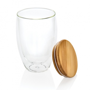 Logotrade corporate gift picture of: Double wall borosilicate glass with bamboo lid 350ml