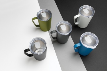Logotrade promotional merchandise picture of: RCS Recycled stainless steel modern vacuum mug with lid