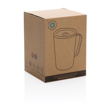 Logotrade promotional merchandise picture of: RCS Recycled stainless steel modern vacuum mug with lid