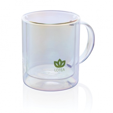 Logo trade promotional product photo of: Deluxe double wall electroplated glass mug