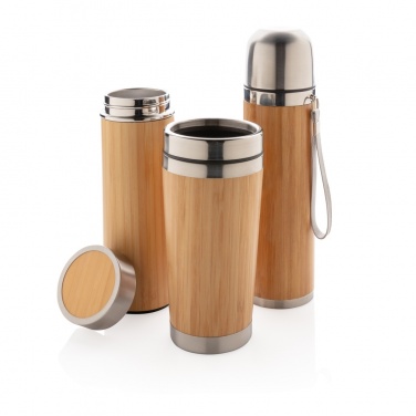 Logo trade advertising product photo of: Bamboo vacuum travel flask