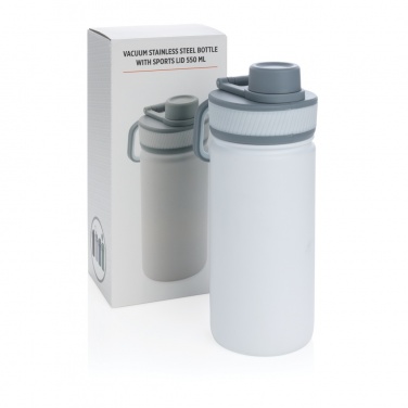 Logo trade advertising products picture of: Vacuum stainless steel bottle with sports lid 550ml