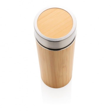 Logo trade corporate gifts image of: Leak proof bamboo vacuum bottle