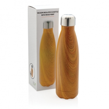 Logo trade business gift photo of: Vacuum insulated stainless steel bottle with wood print