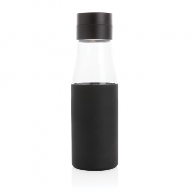 Logo trade corporate gifts image of: Ukiyo glass hydration tracking bottle with sleeve