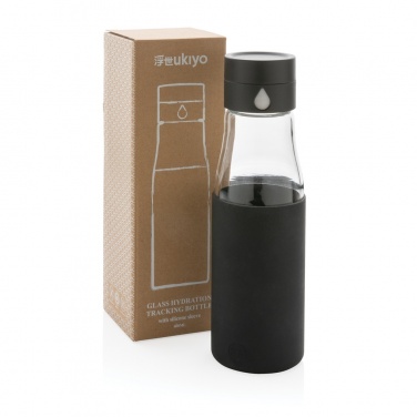 Logo trade advertising products image of: Ukiyo glass hydration tracking bottle with sleeve