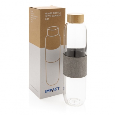 Logo trade advertising products image of: Impact borosilicate glass bottle with bamboo lid