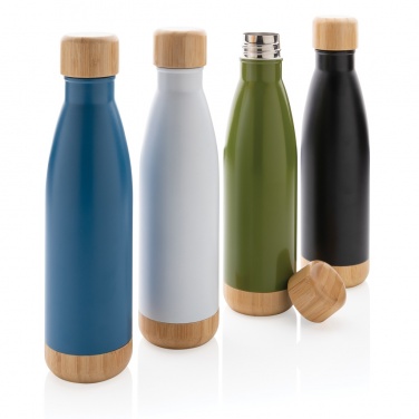 Logo trade promotional merchandise photo of: Vacuum stainless steel bottle with bamboo lid and bottom