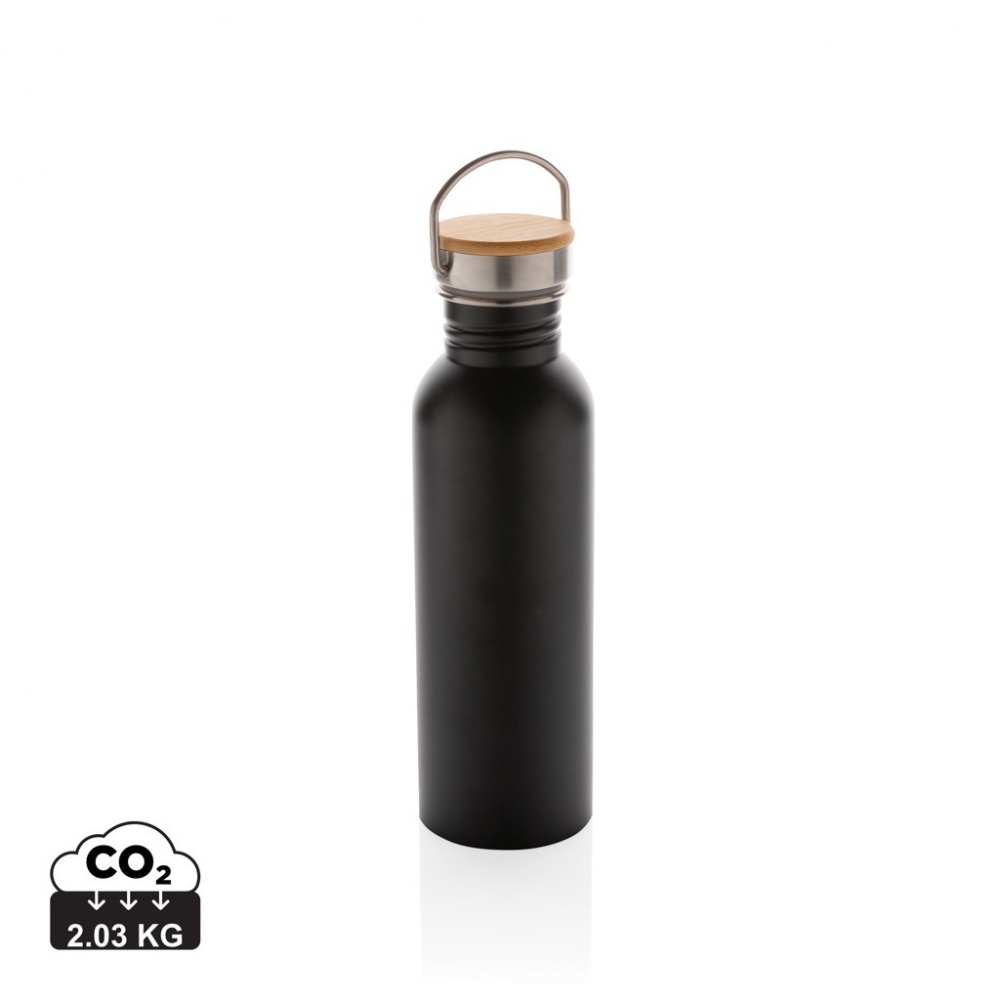 Logo trade promotional merchandise photo of: Modern stainless steel bottle with bamboo lid