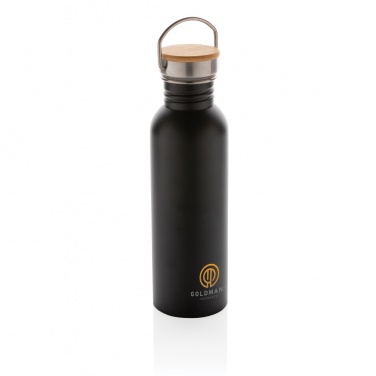 Logo trade promotional gift photo of: Modern stainless steel bottle with bamboo lid