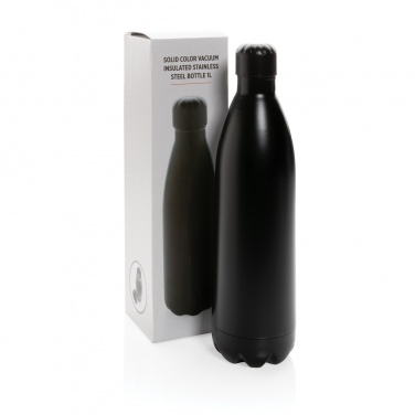 Logo trade business gift photo of: Solid colour vacuum stainless steel bottle 1L