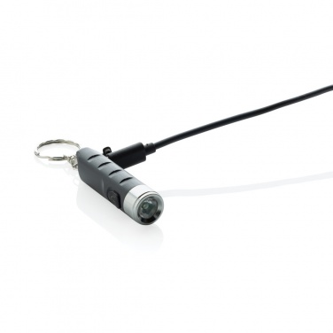 Logotrade promotional item image of: Globix RCS recycled plastic USB re-chargeable keychain torch