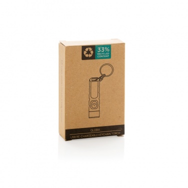 Logo trade corporate gift photo of: Globix RCS recycled plastic USB re-chargeable keychain torch