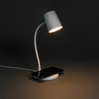 Logotrade promotional items photo of: Zenara RCS recycled plastic and cork 15W wireless desk lamp