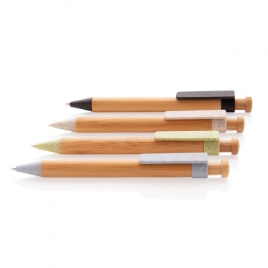 Logo trade corporate gifts picture of: Bamboo pen with wheatstraw clip