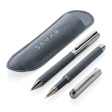 Logo trade promotional merchandise picture of: Recycled leather pen set