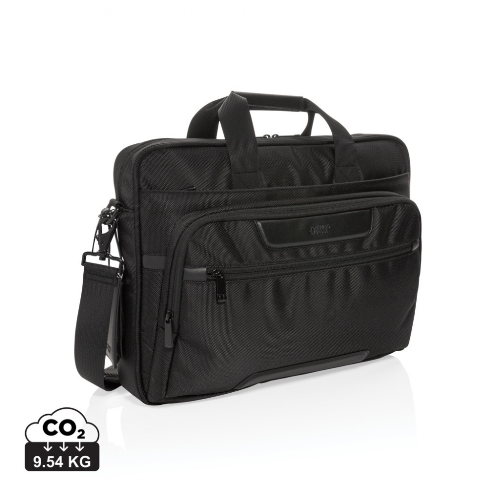Logo trade business gift photo of: Swiss Peak RPET Voyager RFID 15.6" laptop bag