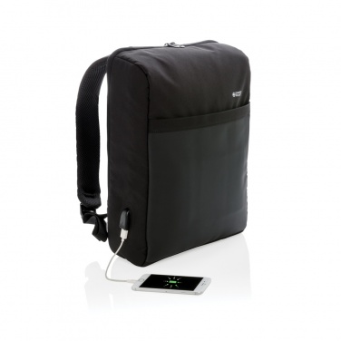 Logo trade advertising products image of: Swiss Peak 15" anti-theft RFID & USB backpack PVC free