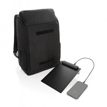 Logotrade promotional product image of: Pedro AWARE™ RPET deluxe backpack with 5W solar panel