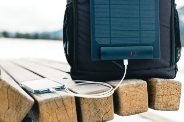Logo trade corporate gifts image of: Pedro AWARE™ RPET deluxe backpack with 5W solar panel