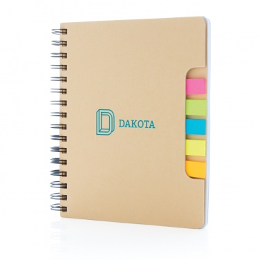 Logo trade business gifts image of: A5 Kraft spiral notebook with sticky notes