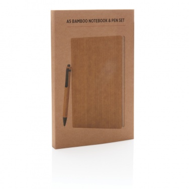 Logo trade corporate gift photo of: A5 Bamboo notebook & pen set
