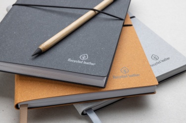Logo trade advertising products image of: A5 recycled leather notebook