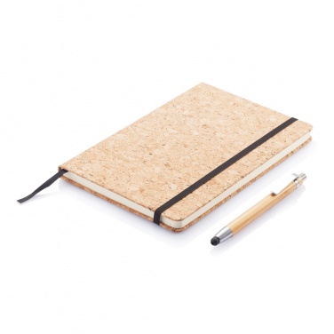 Logotrade promotional product image of: A5 notebook with bamboo pen including stylus