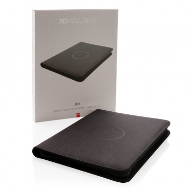 Logo trade promotional product photo of: Air 5W wireless charging portfolio A4 w/ 5000 mAh powerbank