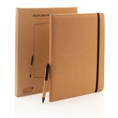 Logo trade corporate gifts image of: Deluxe cork portfolio A4 with pen