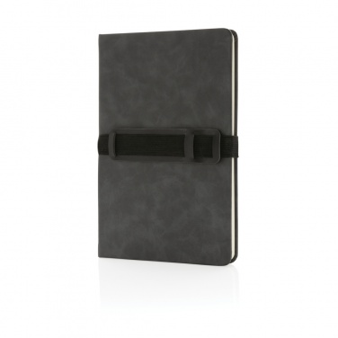 Logotrade promotional item picture of: Deluxe hardcover PU notebook A5 with phone and pen holder