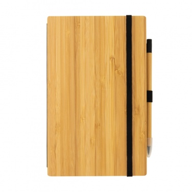 Logo trade promotional giveaways image of: Bamboo notebook and infinity pencil set