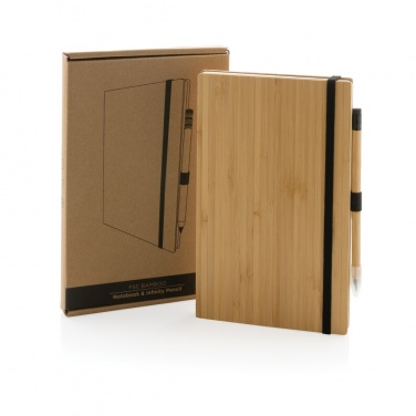 Logotrade promotional gift picture of: Bamboo notebook and infinity pencil set