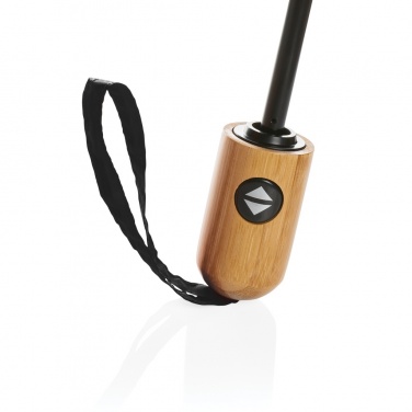 Logo trade corporate gifts picture of: 21" Impact AWARE™ RPET 190T bamboo auto open/close umbrella