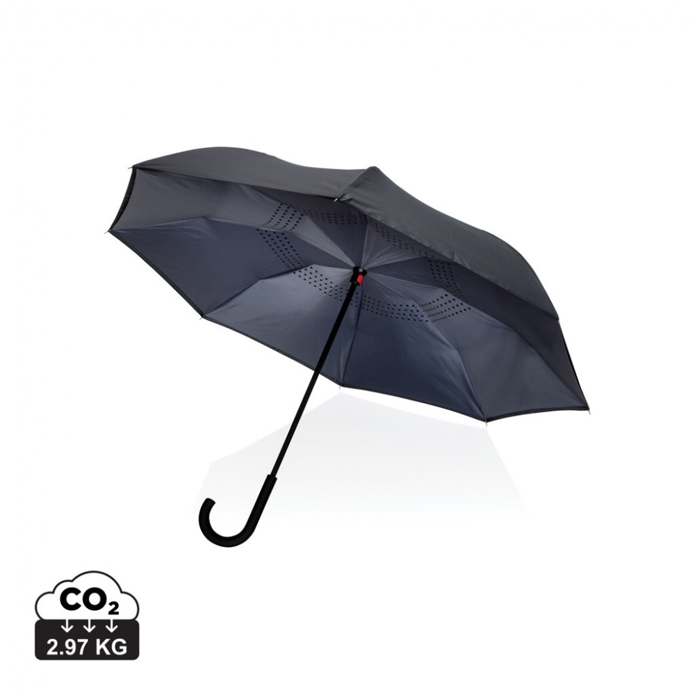 Logo trade promotional giveaway photo of: 23" Impact AWARE™ RPET 190T reversible umbrella